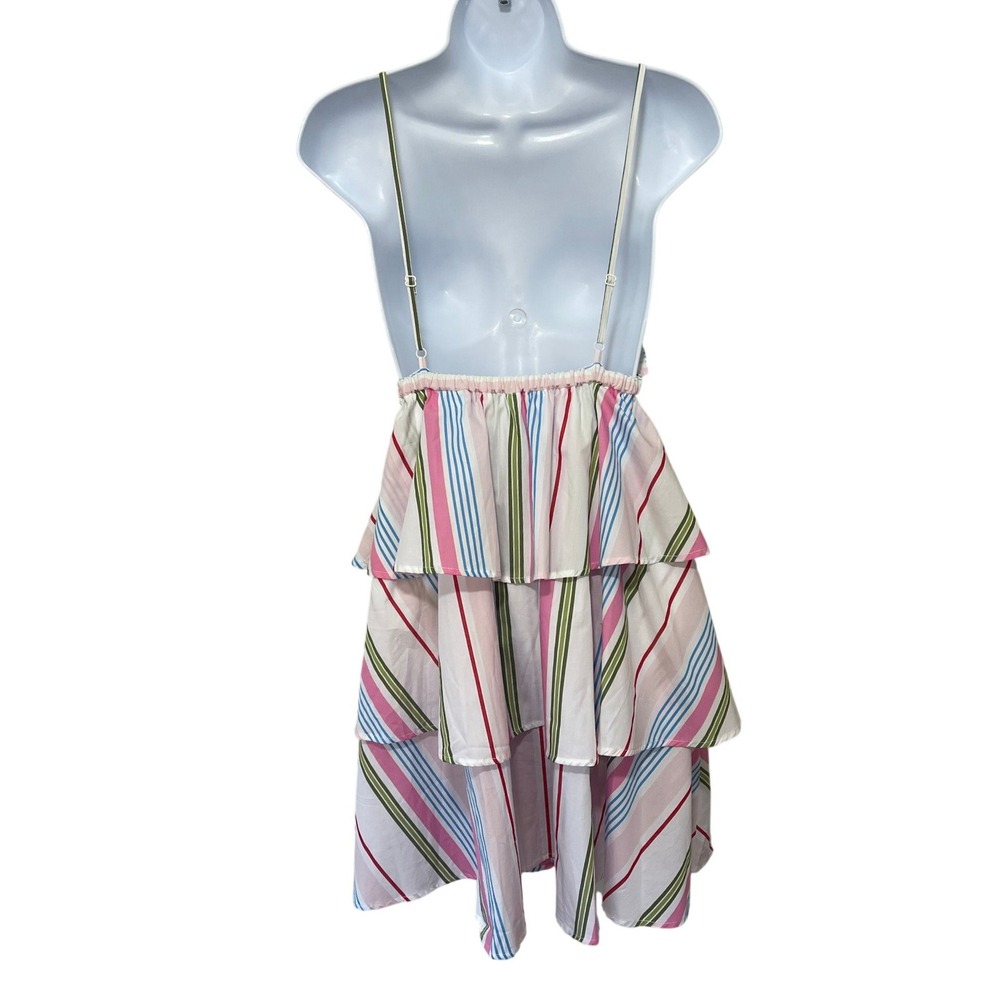 Hill House Home The Gigi Dress Rainbow Stripe Tiered Cotton Mini XS NEW - Picture 4 of 10